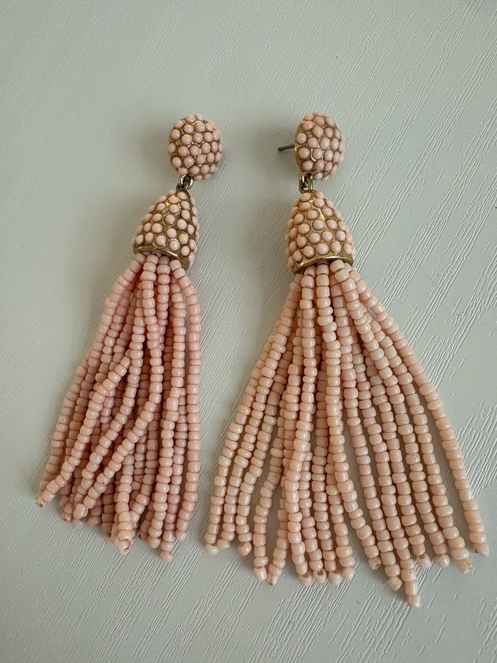 BaubleBar Beaded Tassel Drop Earrings - Blush Pink